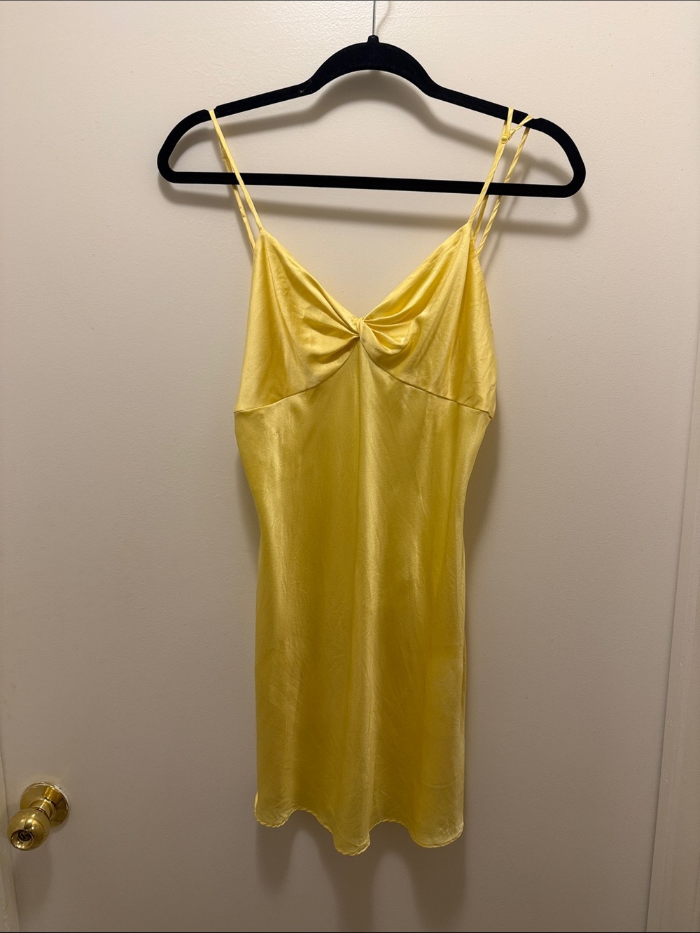 Vintage Victoria’s Secret 100% Silk Knot Front Slip Dress Yellow